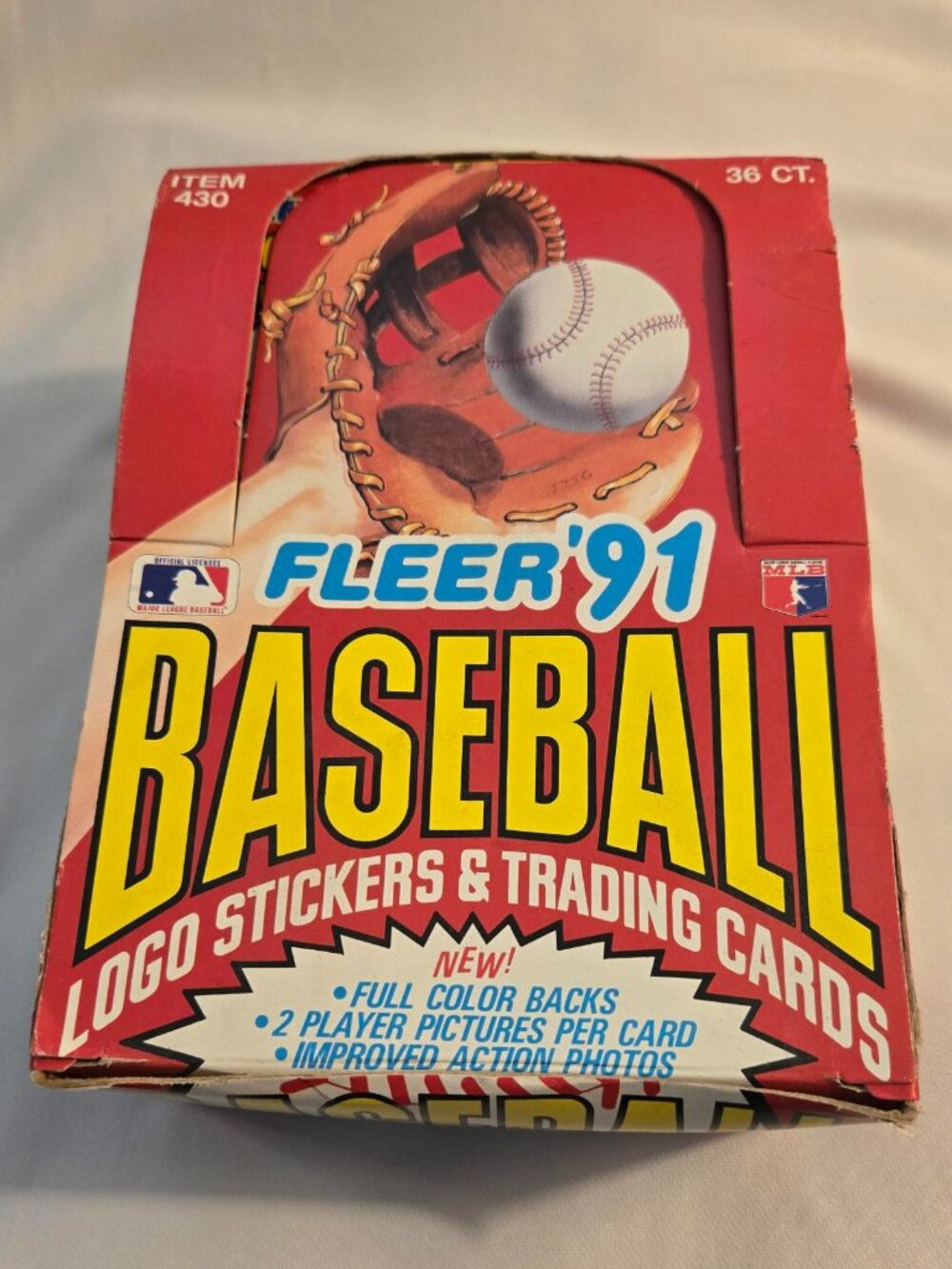 1991 Fleer Baseball Sealed Box. 36 Packs. Logo Stickers & Classic Cards